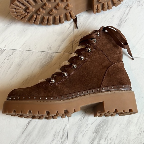 Steve Madden Rainier cognac suede leather platform lace up combat boots 10 - Picture 4 of 10